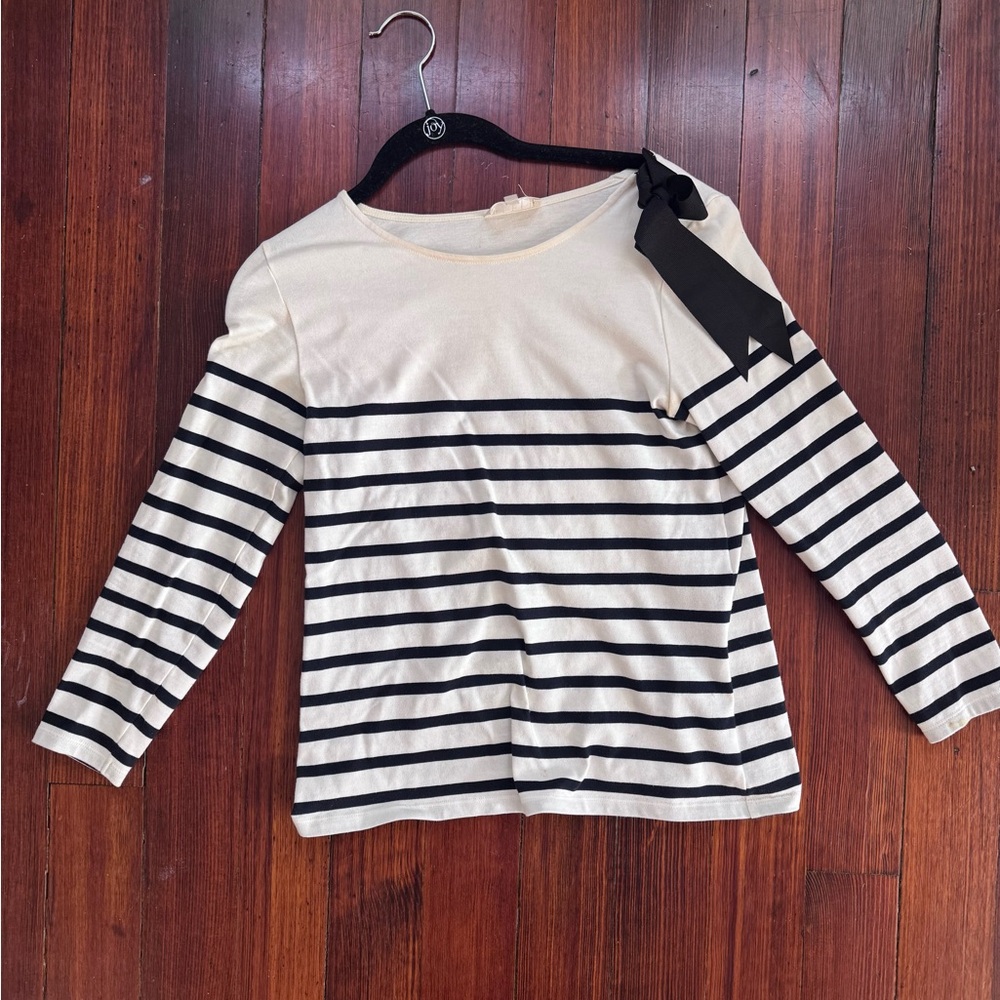 Pretty 100% cotton Sezane striped bow shirt